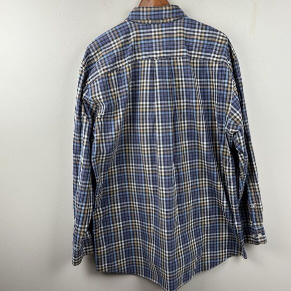 Orvis Shirt Mens Large Blue Checked Plaid Long Sleeve Button Up Cotton - Picture 6 of 6
